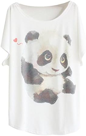 SHANGMEIJIA Women's Short Sleeve Loose Panda Printing T-Shirt
