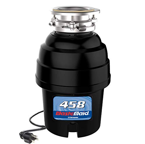 Waste Maid 10-US-WM-458-3B Garbage Disposal Anti-Jam Stainless Steel Food Waste Grinding System, 3/4 HP Deluxe, Black