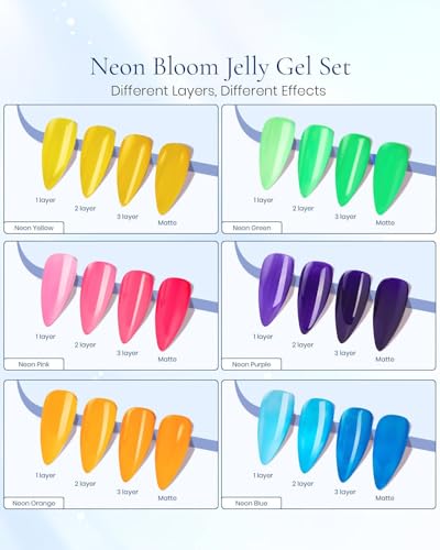 Set de Esmaltes Jelly Gel Neon Bloom 6 Colores miniatura 3