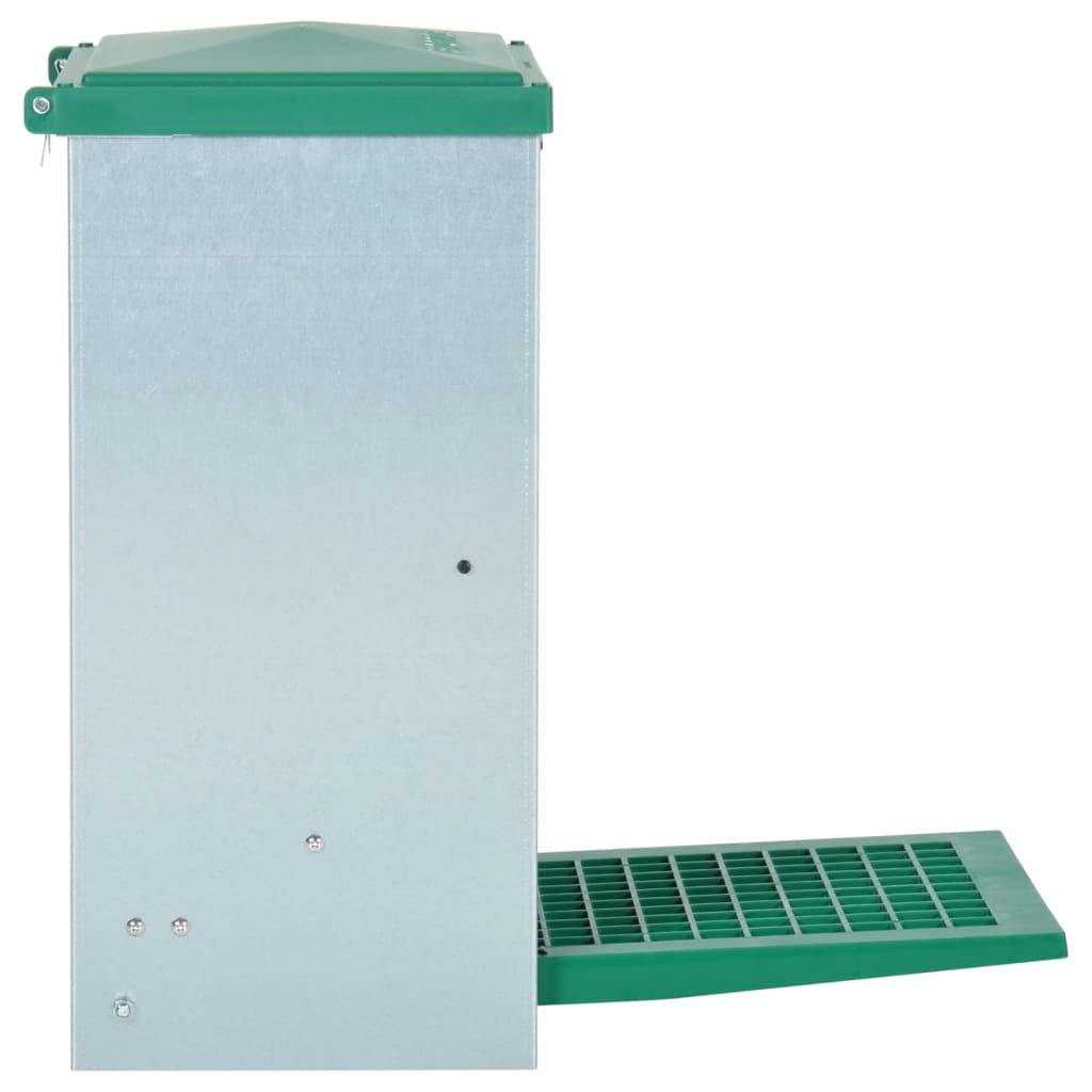 Geflügel-Futterautomat Feedomatic mit Pedal aus verzinktem Blech 12 kg Fassungsvermögen 33,5x23x50 cm rutschfest für automatisches Füttern von Haustieren und Kleintieren