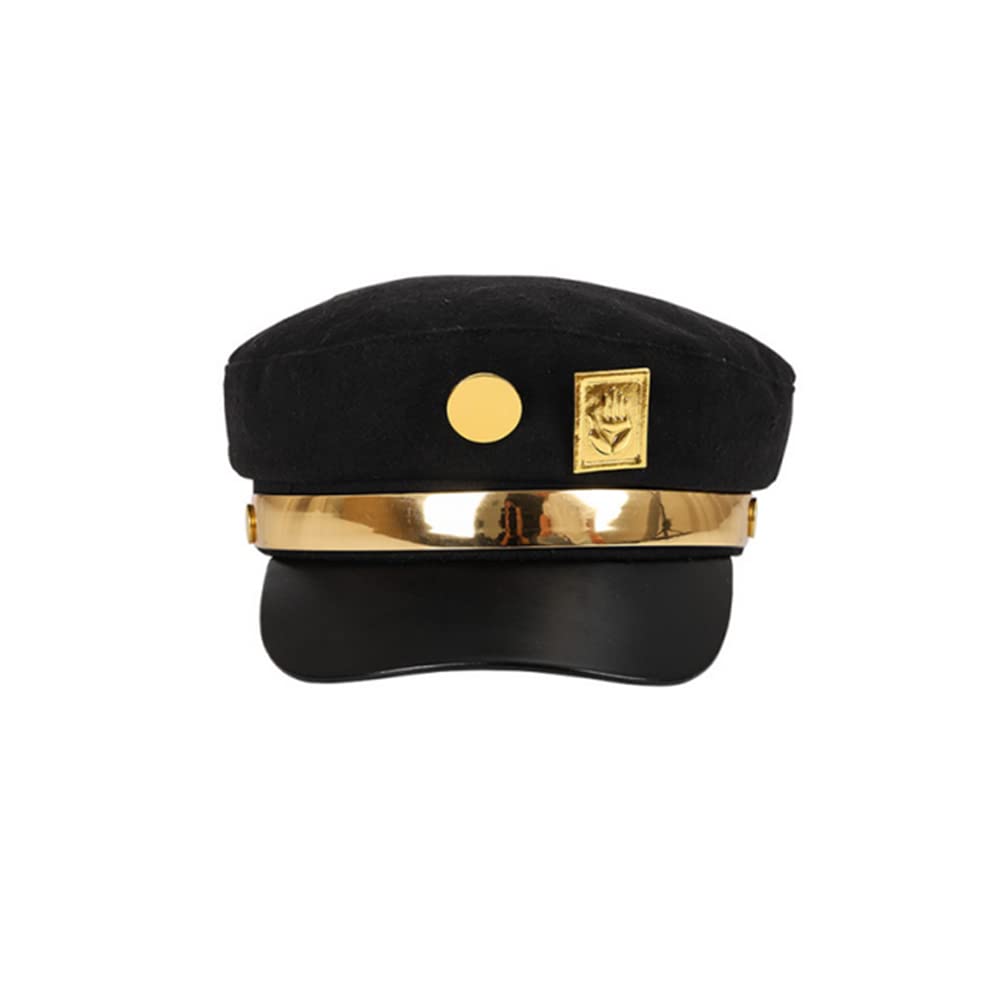 Hanaiette 1PC Cosplay Real Type JoJo's Bizarre Adventure Cosplay Metal Badge Jotaro Hat Adjustable Cap (Style2)