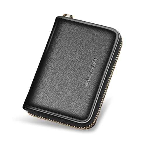 LAORENTOU Men Wallet Genuine Leather Card Holder for Male Brand Business Driver License Credit Card Case Holder (Black)2