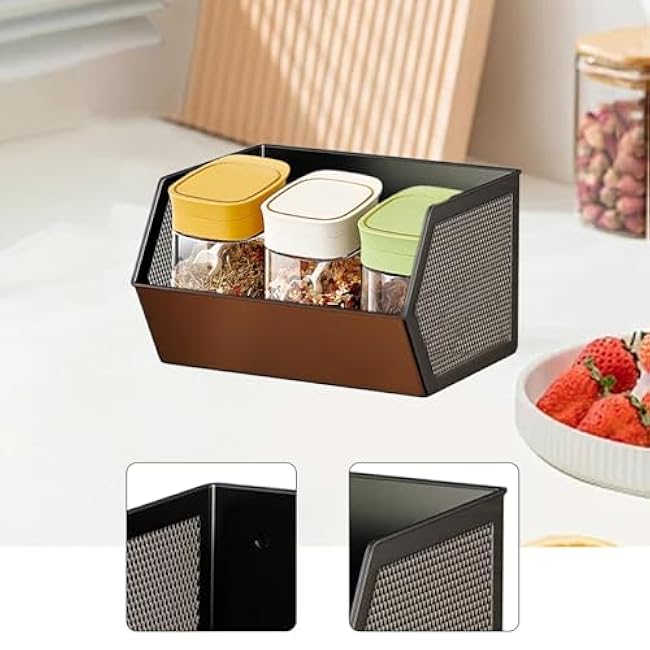 Hanging Kitchen Shelf with Anti-Rust Coating Stable Organizer for Refrigerator Made of Steel with Ventilation Grilles Space-Saving and Practical for, S