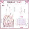 Bow Canvas Handbag Set 3PCS, Pink Bow Corduroy Tote Bag Set Coquette Bows Crossbody Shoulder Bag with Zip Pouch & Card Holder,Bow Tie Purse with Keyring for Women, Work Travel Shopping Gift Pink #1