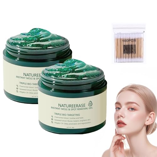 DermaEase Natureerase Gel Eliminador Instantáneo de Lunares, Crema Correctora Profesional, Reduce Manchas y Manchas, Apto para Todo Tipo de Pieles (2pcs)