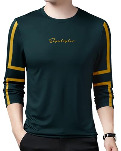 Image of Noble Monk Men Full Sleeve Round Neck T-Shirt | Printed Sleeves |Regular fit Tshirt for Men