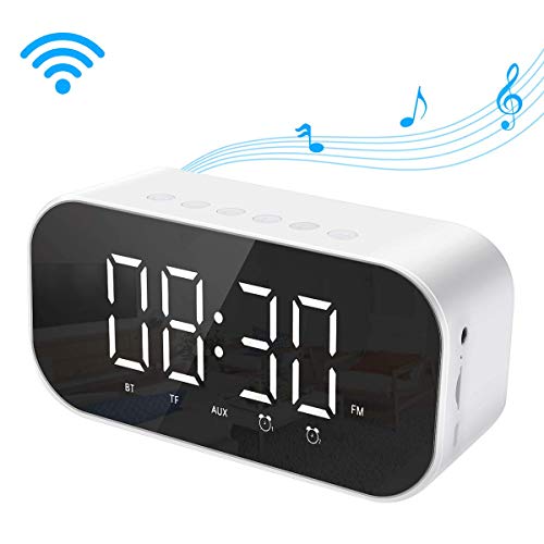 Allnice Digital Alarm Clock with Bluetooth Speaker, Radio Alarm Clock Dual Alarm Bedside