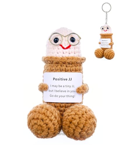 IYOOCSS Peluche de apoyo emocional hecho a mano con tarjeta positiva, divertidos regalos de broma para amigos, familiares y compañeros de trabajo, decoración de oficina y hogar (marrón JJ-1 unidad)