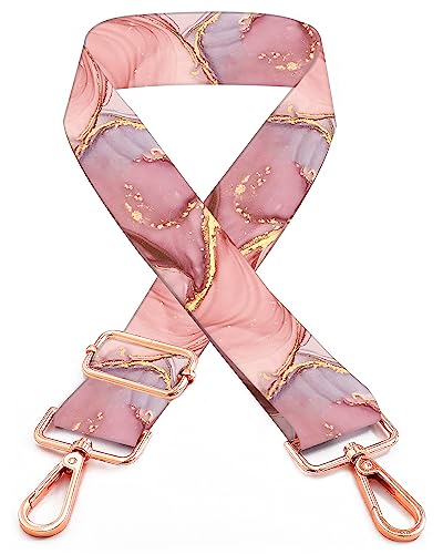 Image of Purse Straps Rose Gold Buckles Wide Shoulder Strap,Fashion Adjustable Replacement Belt for Crossbody Canvas Bag Handbag(Pink Gold Marble)