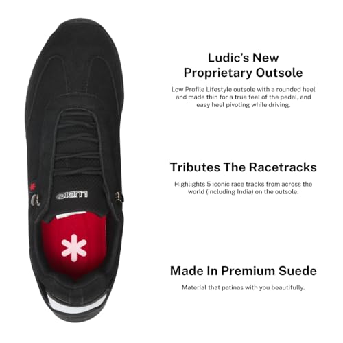 Image of LUDIC Motorsport Men's Sneaker | Premium Suede Low-Profile Driving Shoe | Racetrack Engraved Outsole
