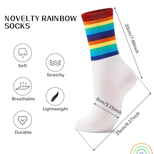 Image of American Trends Womens Novelty Striped Crew Socks Athletic Vintage Slouch Mid Calf Tube Socks