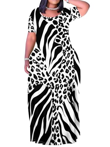 Image of SUZONANA Plus Size Dresses for Women Summer Casual Maxi Dress Short Sleeve Loose Vacation Dress