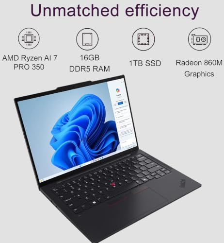 Image of Lenovo ThinkPad T14 S G6, 14 inch FHD+, Ryzen AI 7 PRO 350, 16GB DDR5, 1TB SSD | Anti-Glare 400 Nits, Business AI Laptop, > Intel Ultra 7 165U, 7500MHz RAM, Thunderbolt 4, IR Webcam, Copilot+ PC, Win 11 Pro
