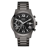 Guess Men Quartz Watch with Stainless Steel Strap, Gunmetal, 21.5 (Model: U0668G9)