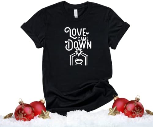 Miniatura 4 de Love Came Down Christian Christmas Shirts for Women, Faith Based Christmas T-shirts, Stocking Stuffers Christian Gifts, Nativity Religious Xmas Gift.