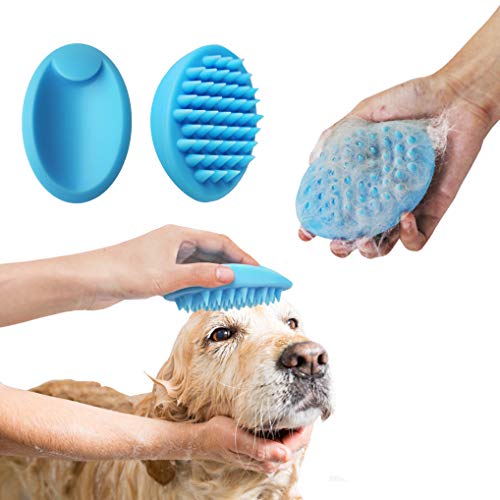 Blingbrione Bath/Massaging/Grooming 3 in 1 Pet Soft Silicone Non-Slip Brush for Cats & Dogs, Removing Loose Undercoat/Cleaning Skin Gently/Making Hair More Gloss, Suitable for Short Long Hair pets.