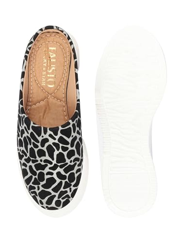 Image of FAUSTO Women's Fashion Outdoor Leopard Print Height Enhancer Open Back Slip On Casual Shoes