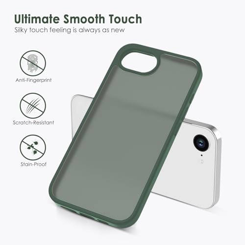 Image of TENOC Phone Case Compatible with iPhone SE (2nd 2020 and 3rd 2022 Generation) & iPhone 7 & iPhone 8, Forest Green Case Translucent Protective Bumper Matte Hard Back Cover for 4.7 Inch