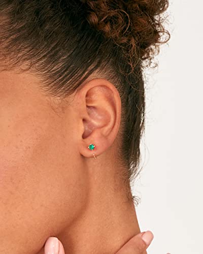 PAVOI 14K Gold 925 Sterling Silver Huggie Half Hoop Earrings for Women | Tiny Boho Colored Cartilage Earring | Blue, Green, Amethyst, Garnet, Black CZ, Turquoise, Opal, Pearl2