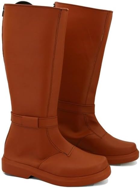 Master Costume Boots Adult Force Knight Cosplay Leather Brown Knee High Shoes for Men