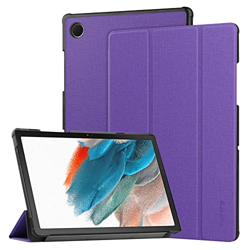 Ruifengsheng Funda para Samsung Galaxy Tab A8 de 10.5 pulgadas 2021 (SM-X200/X205), cubierta de cuero sintético ultrafina, triple soporte para Samsung Tab A8 con despertador/sueño automático (púrpura)