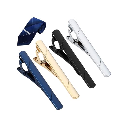 Semazz - Pince à Cravate Homme,4 PCS Pinces à Cravate Pince à Cravate Cuivre en Métal Classiques Pince à Cravate Minimaliste Epingle a Cravate Homme pour Affaires Mariage Vie Quotidienne