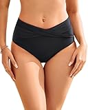 Talisea Women High Waist Bikini Bottom - V Cut Bathing Suit Bottoms Full Coverage Twist Front Swimsuit Bottom Swimwear 2025 Black