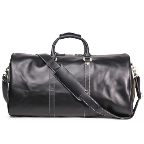 Mens Leather Duffle Bag 22 Inch Vintage Travel Luggage