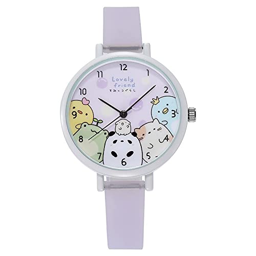 Reloj de niña Reloj de Dibujos Animados Relojes Luminosos Niñas Niños Estudiantes Relojes de Pulsera Reloj de Regalo Relojes Transparentes para niñas (Color : Light Purple)