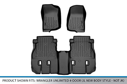 Maxliner Floor Mats 2 Row Liner Set Black Compatible With Jl 2018-2021 Jeep Wrangler Unlimited 4-Door (Jl New Body Style - Not Jk) #TOP4