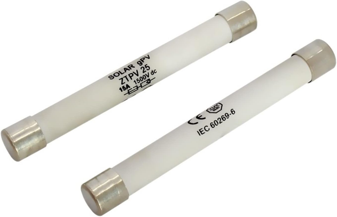 5 Pcs DC Solar Fuse, 15A 1500VDC PV Fuse, Link Wire fusible, 10x85mm Safety Protection
