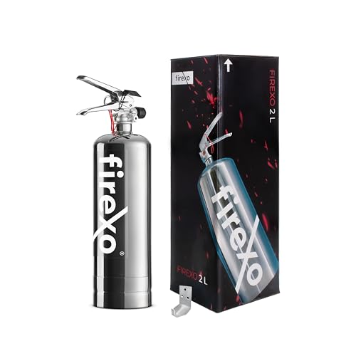 Firexo Extincteur (2 Liter) - Extincteur Maison Tous Feux en Acier Inoxydable, Batterie Lithium, Bureau, Cuisine, Voiture, Travail, Restaurant, Bateau - Fire...