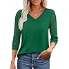 Xieerduo 34 length sleeve womens tops v neck lace tunic tops business casual blouses 2025  urban country home decor