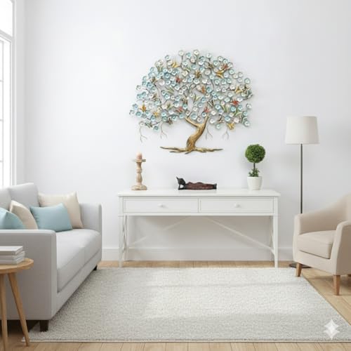Image of Bharat Art Metal Iron Breeze Butterfly Tree Multicolor Wall Art | Decorative Metal Wall Sculpture for Home Living Room Bedroom Office Hotels Cafe | (44 x 2 x 37 Inch) WD027 (B)