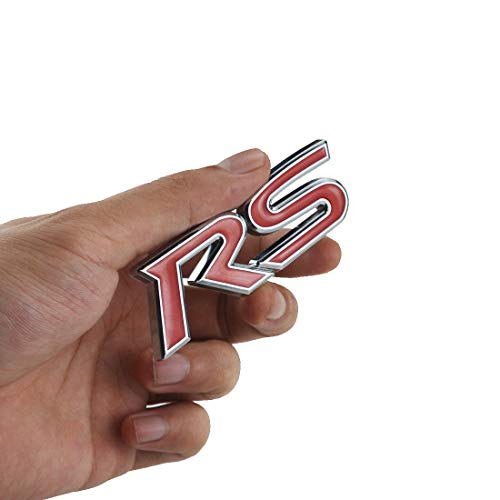 Image of Door Fender Tailgate Nameplate Emblems 3D Metal Badge Logo Letters Compatible with Rs R S 2PC (Silver Red)