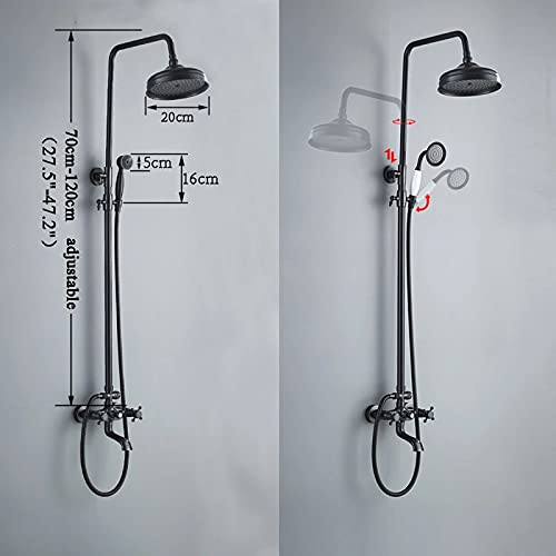 Sistema de ducha de 3 vías de pared con grifo de bañera y ducha de mano retro 4