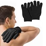 2 PCS Bath Glove Use Loofah Sponge Exfoliating Body Scrubber Deep Cleansing Removes Dead Skin（Black）
