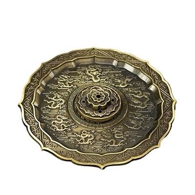 Quemador de Incienso de Cascada Quemador de incienso retro de dragones, base de incienso de aleación de 5 orificios, decoración de habitación, quemador de incienso de metal de sándalo for meditación Q