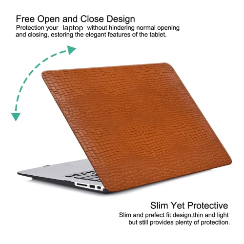 Dtanglsm Compatible With Macbook Air 13.6 Inch Case 2022 2023 Release A2681 M2 Chip With Liquid Retina Display Touch Id, Crocodile Leather Hard Shell Faux Alligator Laptop Case + Keyboard Skin, Brown #TOP3