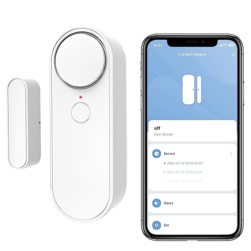 ChunHee WiFi Door Sensor, Door Window Sensor Alarms Detector Real-time Alarm with Alexa, Google Assistant, No Hub Required, Trigger APP Notification, for Home Bussiness Burglar Alert(2.4GHz WiFi) -  DS15-1