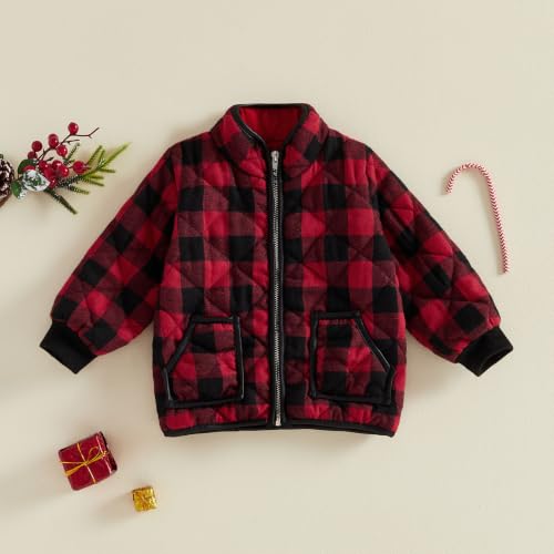 Image of Ayalinggo Toddler Baby Girls Boys Winter Warm Vest Clothes Buffalo Plaid Christmas Jacket Kids Puffer Quilted Gilet Coat