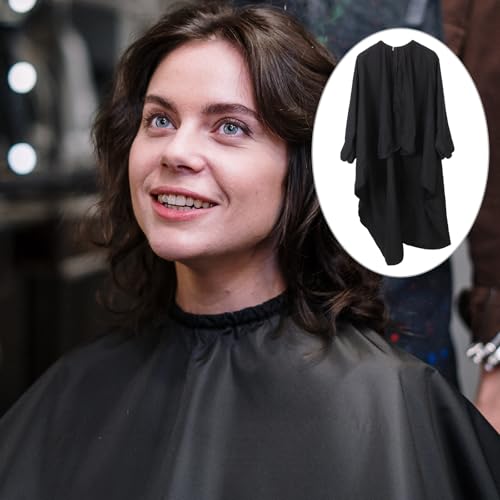 GALPADA Capa de corte de cabello de manga larga para barbería, reutilizable, antiestática, delantal negro para peluquería profesional y estilismo miniatura 6