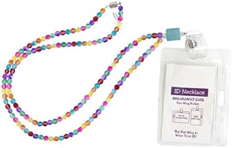 Beaded Lanyard with Magnetic Breakaway Clasp - Frosted Rainbow
