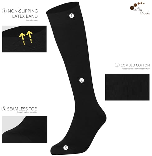 Mysocks Knee High Socks for Women Men Combed Cotton Seamless Toe Tall Long High Socks2