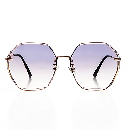 isheep Hexagonal Gold Metal Sunglasses for Women & Men, Retro Vintage Style with HD Nylon Lenses, 100% UV400 Protection, Impact Resistant, Fashion Eyewear3