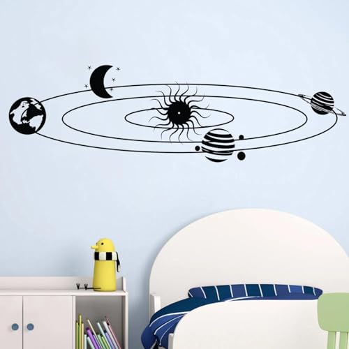 Pegatinas de pared del sistema solar para la habitación infantil, estrellas, universo, espacio, planetas, decoración para habitaciones de adolescentes y niños
