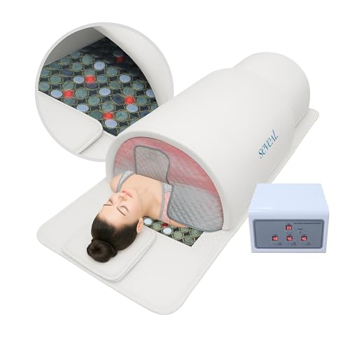 Image of Near-Zero-EMF Infrared Sauna Dome - 1300W Full-Body Heat | Integrated Jade Stones | Head-Out Home Sauna (White)