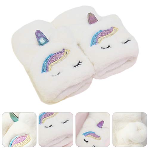 KESYOO Luvas de Meio Dedo para Meninas Luvas Quentes de Inverno Fofas Luvas Flip Top UnicÃ³rnio de N