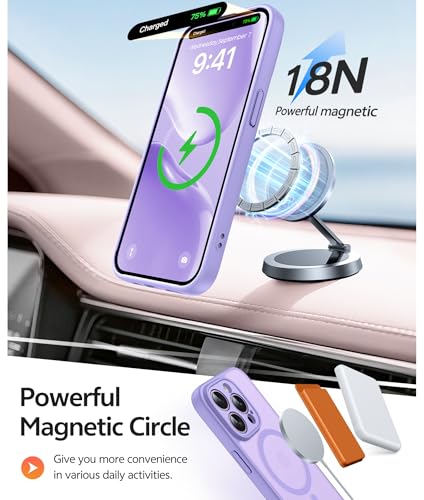 Image of FNTCASE for iPhone 14 Pro Case: [Compatible with Magsafe] Translucent Matte Cases with [Full Camera Protection] [Screen Protector] Military Grade Shockproof Protective Phone Cover - Light Purple