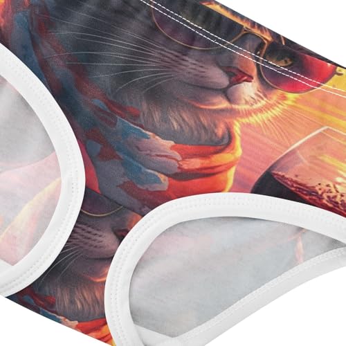 Cute Cat Sunset Panties for Girl Toddler Underwear Floral Cotton Animal Briefs Underpants 2t4